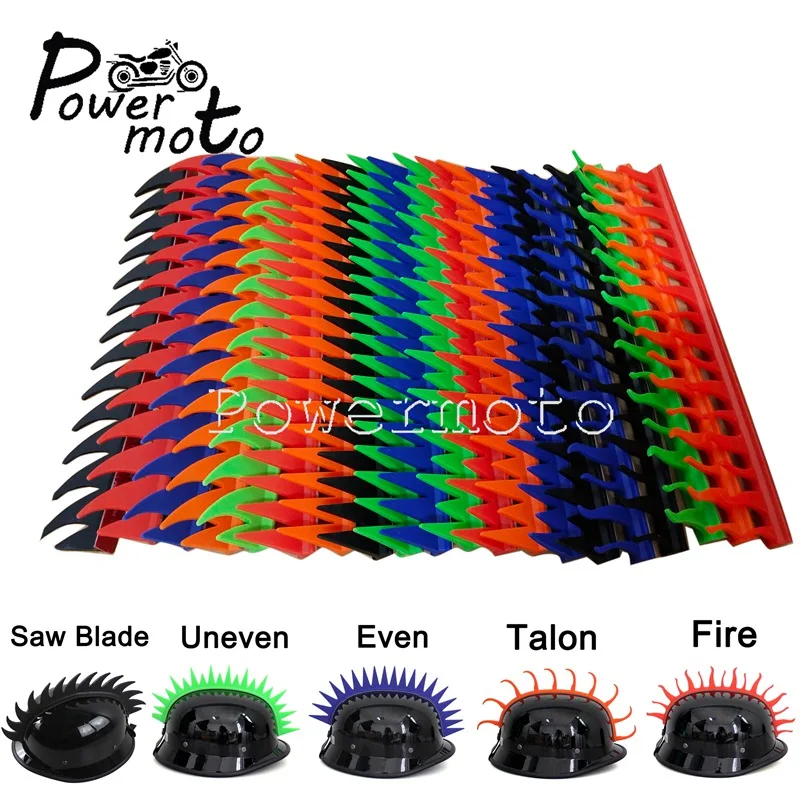 Helmet Mohawk Universal Motor Biker Sawblade Uneven Even Fire Talon MX Dirt Bike Mohawk Rubber Sticker Strip Spike Decoration