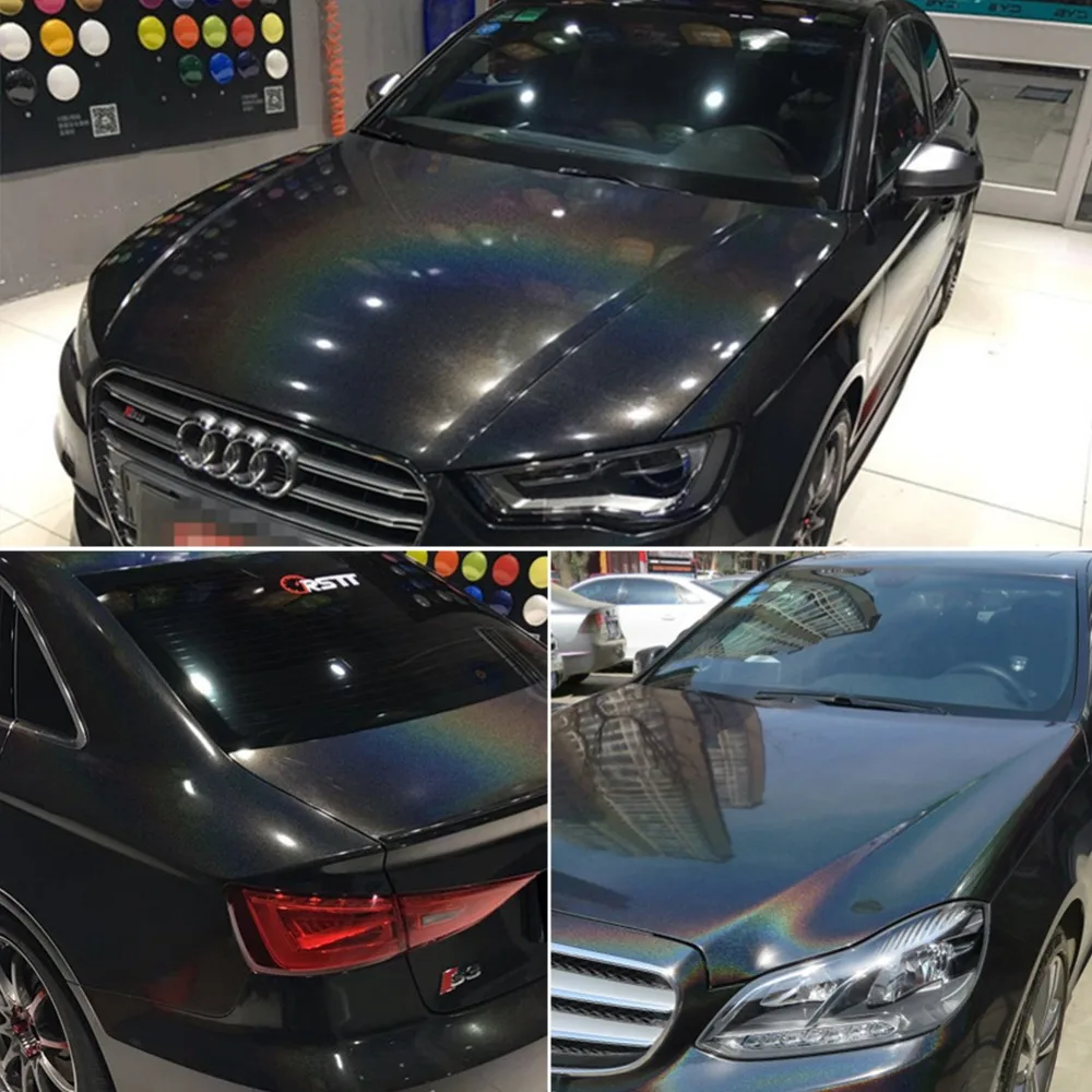 

1.52x18m Glossy Holographic Sparking Diamond Black DIY Car Body Films Vinyl Wraps Sheet Stickers Decals