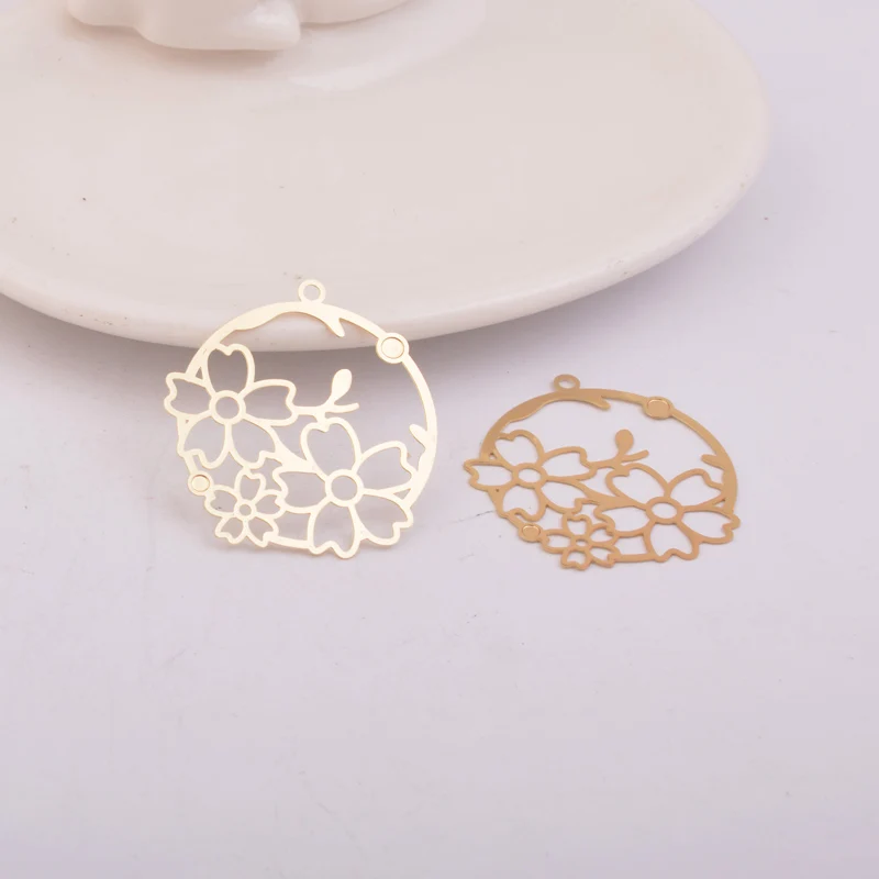 50 Stück AB5442 30*32mm Filigran-Blumenkorb-Anhänger, bemalte Blumenanhänger, DIY-Schmuckzubehör – Detail 6