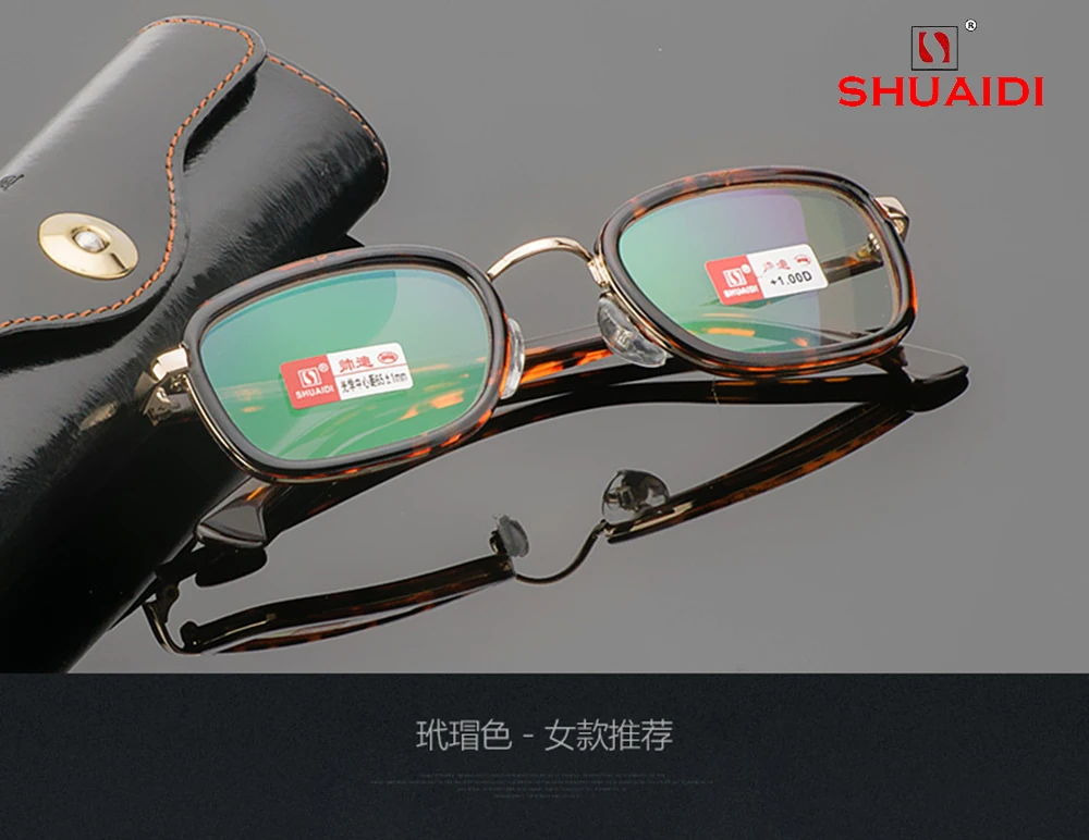 

= SHUAI DI =Oval Retro Vintage Hand Made Frame Nerd Women Reading Glasses With Case Multilayer Coated Lens +0.5 +0.75 +1 To +6