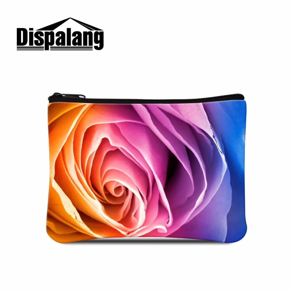 

Dispalang Flower 3D Print Coin Bag for Girls Rose Pattern Portable Coin Case Pretty Zipper Wallet Bag for Women Girly Coin Pouch