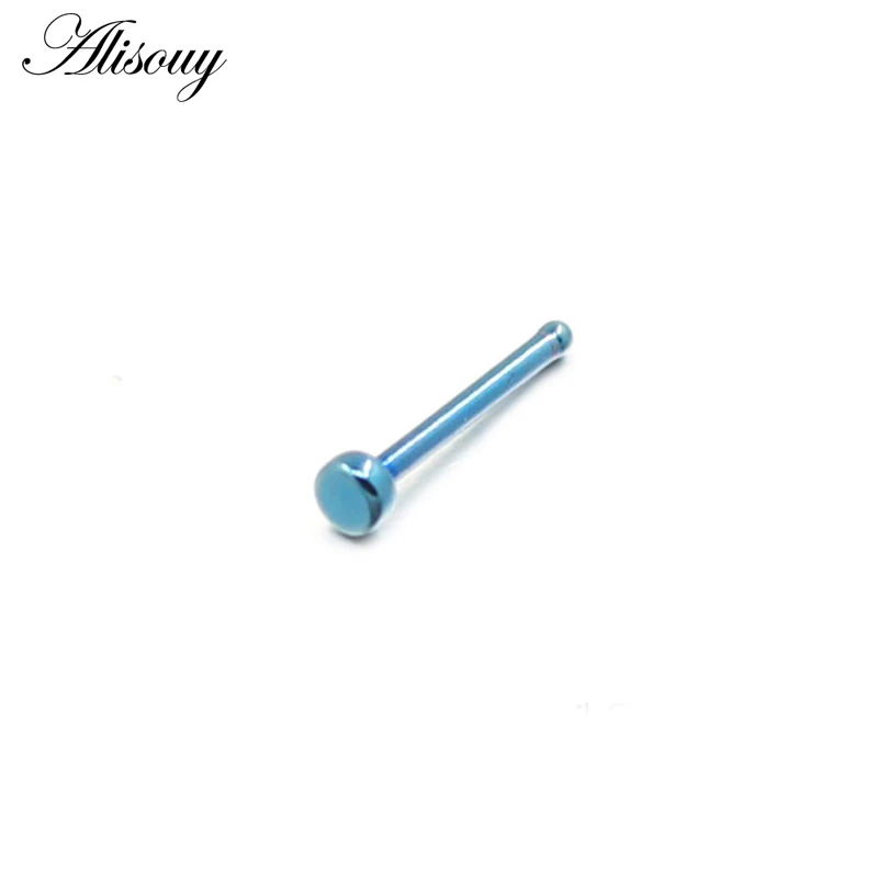 Alisouy 1PC 20G Steel Nose Rings Nariz Earrings Nostril Piercings Nose Screw Curved Prong Nose Stud Septum Rings Body Jewelry