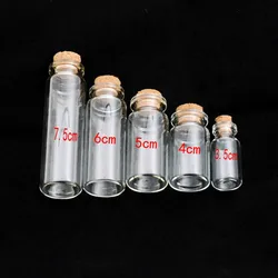 MIAOCHI DIY Mini Glass Bottle Small Tiny Clear Cork Stopper Glass Wishing Bottles Transparent Glass Jar Cork Bottle 3pcs/lot