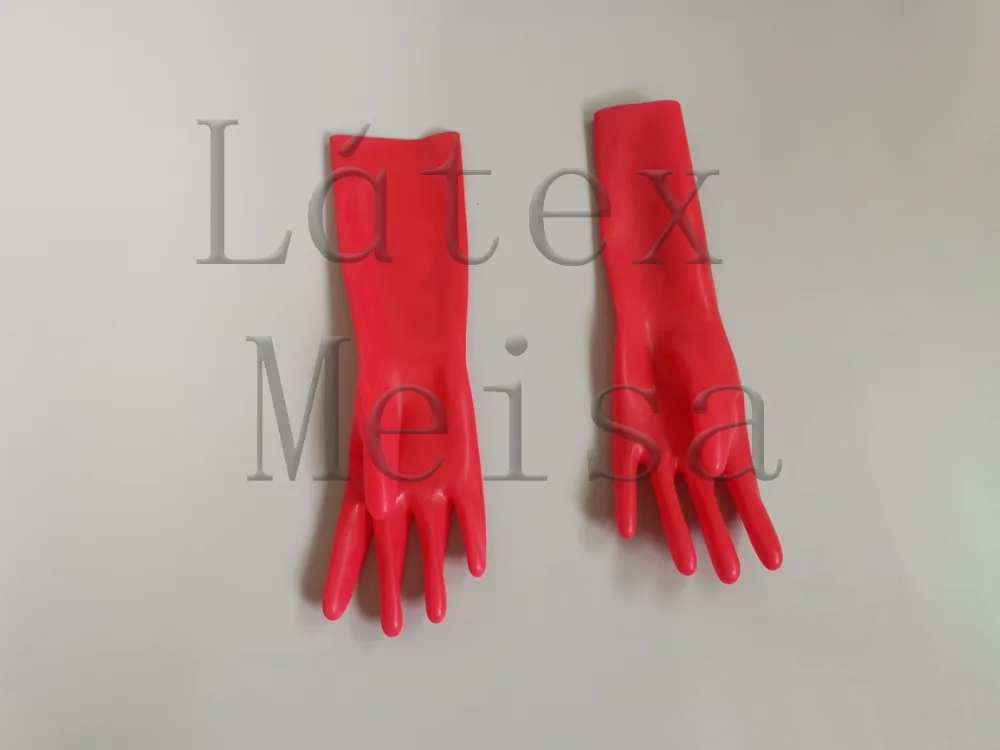 five finger latex gloves zentai in red color for adults