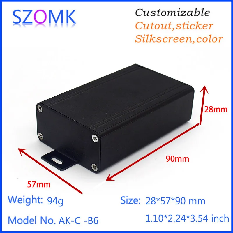 10Pcs 28*57*90mm hot selling aluminum extrusion pcb box electronics enclosure housing szomk aluminum shell instrument box