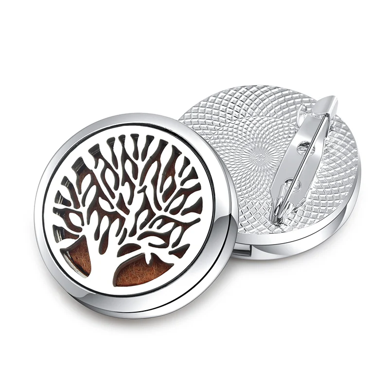 2024 Exquisite Brooch Aroma Diffuser Life Tree Stainless Steel Pendant Essential Oil Aromatherapy Perfume Lockets Brooch Jewelry