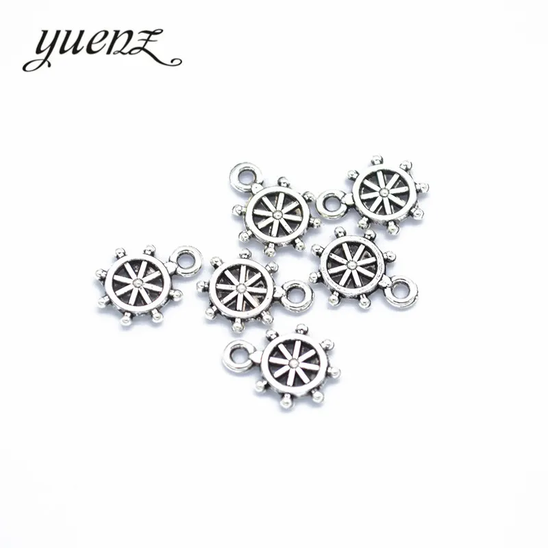 YuenZ 50 pcs Antique Silver color Charms Metal Rudder Charm Pendant bracelet necklace Jewelry Making 12*9mm H56