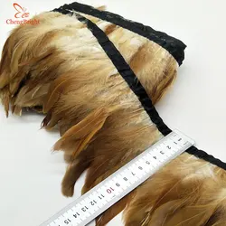 ChengBright Nice 10 Yards Natural Chicken Rooster Tail Feathers Trims Strip for Wedding Party Clothing Rooster Feather Trims DIY