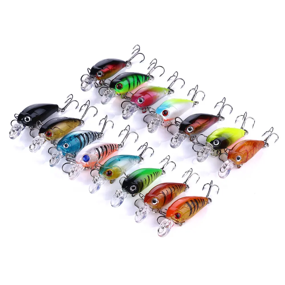 HENGJIA 1PC Wobbler Crankbait 15Colours Fishing Lure Bionic Perch Artificial 3D Eyes Mini Tackle 4.5CM/4G