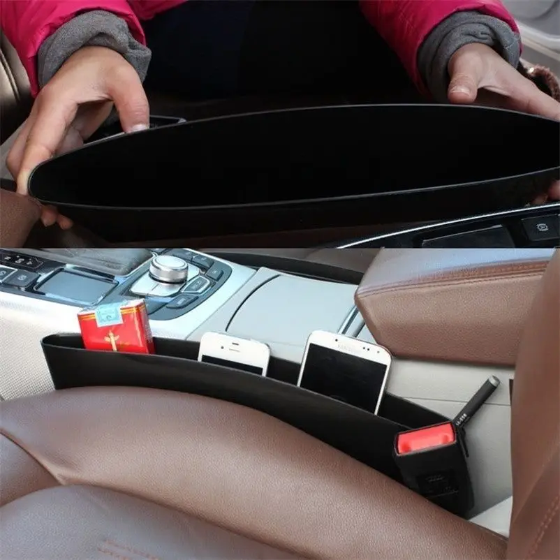 Car styling Universal 1pcs Catch Catcher Storage Organizer Box Car Seat Gap Slit Pocket Holder Car Seat Seam Storage Box