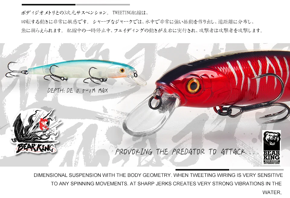 M128 BEARKING Perfekte Aktion, 19 Farben für künstliche Angelköder, Köder, 128 mm, 23 g, hängende Minnow-Wobbler, Kurbelköder – Detail 6
