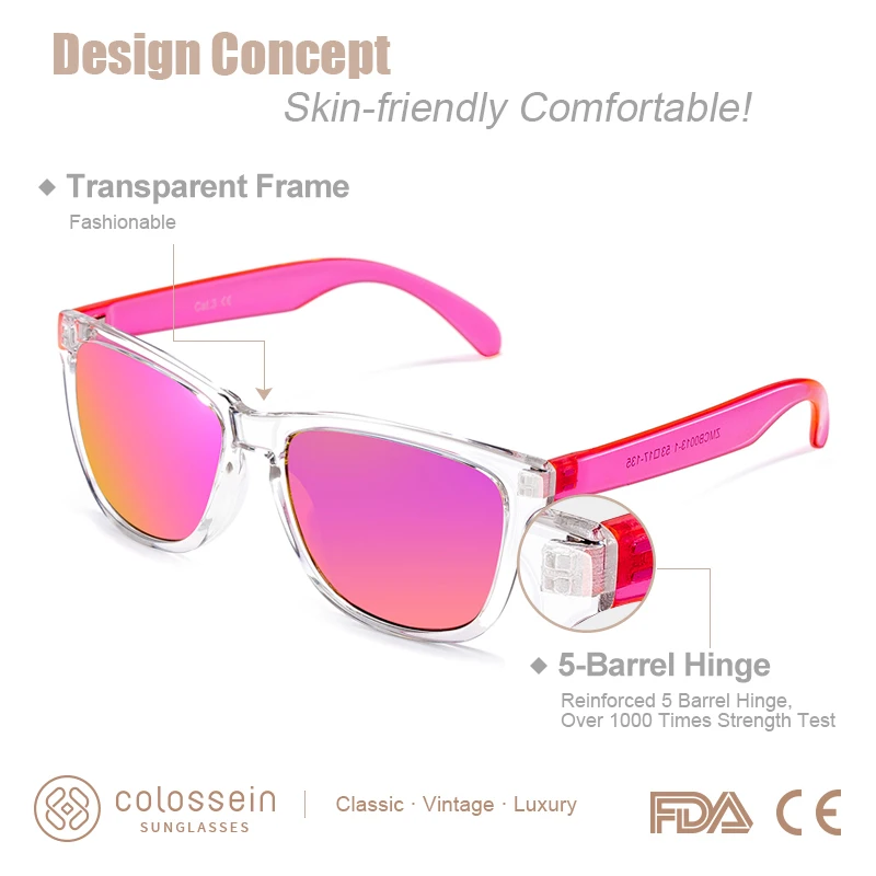 COLOSSEIN Sunglasses For Women Gradient Colorful Lens Glasses Classic Retro Eyewear Transparent Frame UV400 Sunglasses Men