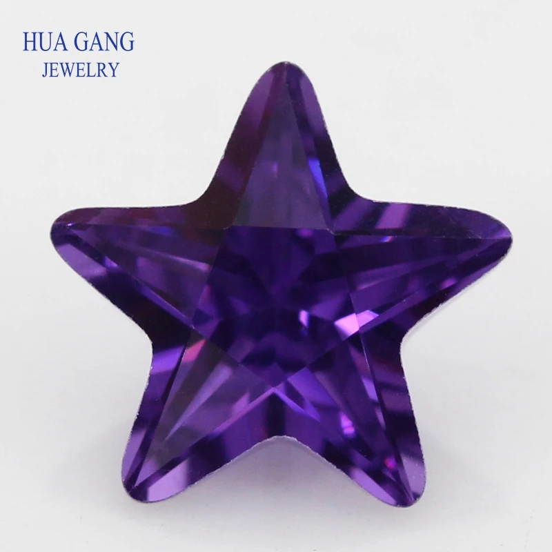 5A Purple Star Shape Brilliant Cut CZ Stone Synthetic Gems Cubic Zirconia For Jewelry Size 2.5x2.5~12x12mm