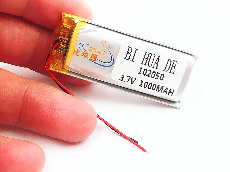 Batería de polímero de iones de litio de 1000mah, 3,7 V, 102050 para MP3, MP4, MP5, GPS, KTV, amplificador de batería para el hogar, audio, micrófono de ordenador