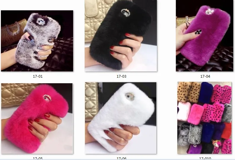 Real Rabbit Fur Leopard Phone Case For Iphone 14 11 12 13 7 Plus  X XR XS Samsung Galaxy Note 7 5 4 3 2 S7 S6 Edge Plus S5 S4 S3