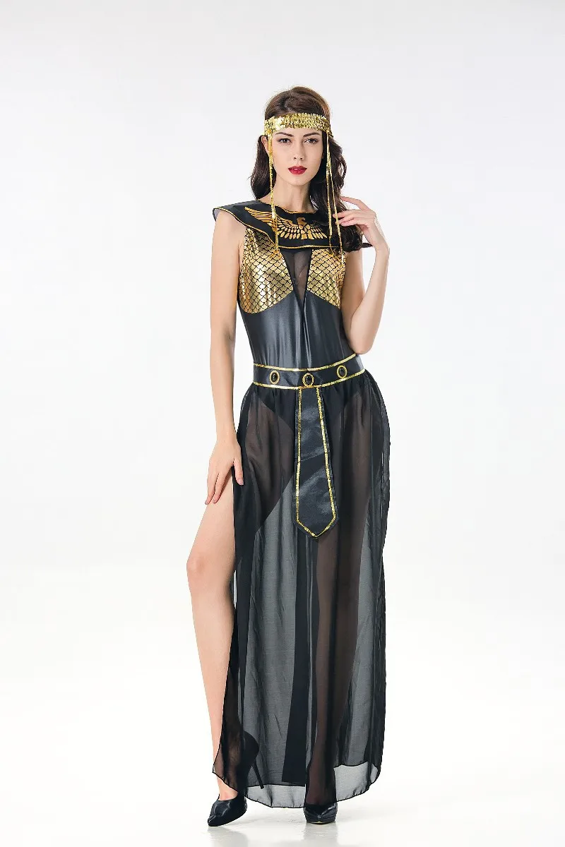 Zwart Sexy Pu Lederen Stiksels Mesh Griekse Godin Kostuum Halloween Middeleeuwse Egyptische Cleopatra Cosplay Fancy Dress