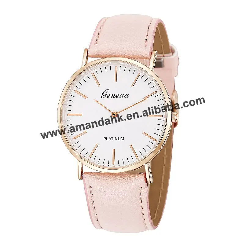 

Wholesale Fashion Geneva Cretive Leather Watch Hot Man Women Dress Watches Rose Gold Silver Two Needle Leather Wrist Watches