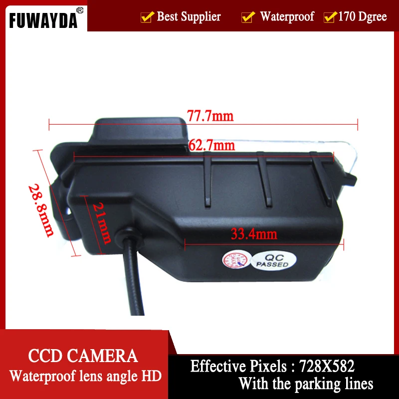 FUWAYDA Color CCD Car Rear View Camera for VW Volkswagen Polo V (6R)/ Golf 6 VI/ Passat CC,with 4.3 Inch foldable LCD Monitor