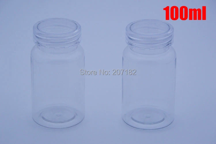 

100pcs 100ml Transparent PET Medicine Bottles,Capsules/Pills/Powder/Vitamin Plastic Bottles with PS Transparent Caps