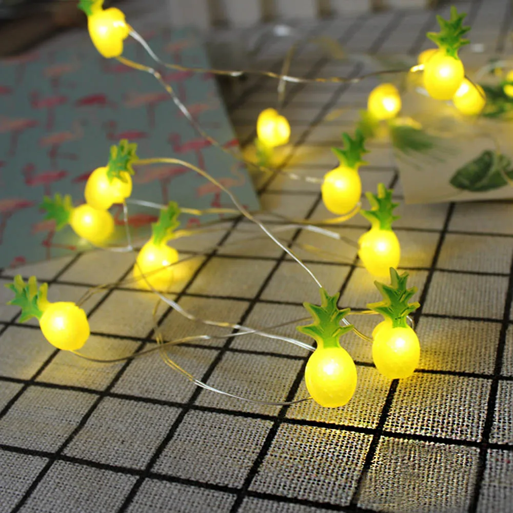 20pcs Flamingo Unicorn LED String Light Pineapple Fairy Lights Tropical Party Hawaii Party Wedding Birthday Party Decoration