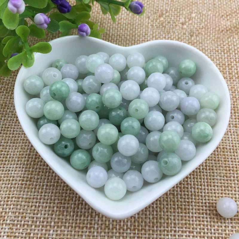 

Natural A cargo jadeite Loose Pearl jadeite flower small fittings pumpkin flower DIY fittings bead bracelet necklace