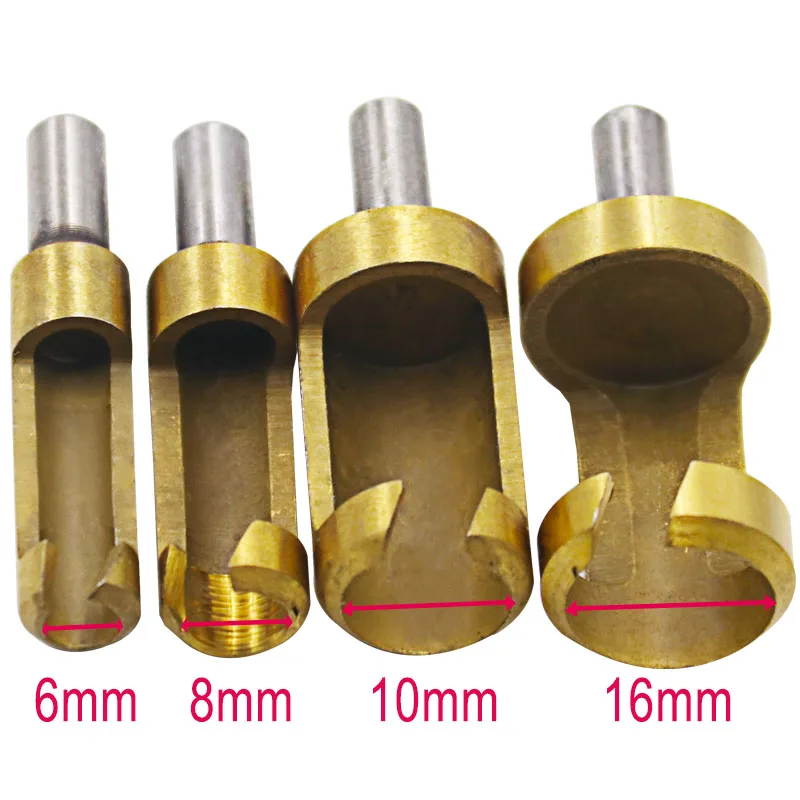 4 Pcs Titanium Bulat Betis Plug Cutter Set 6-16 Mm Lubang Kayu Bor Bit Alat Listrik