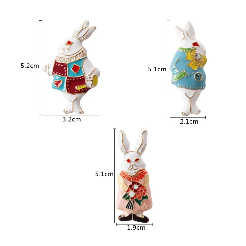 Metal Enamel Mr Miss Rabbit Alice In Wonderland Brooches Badges For Women Girls Gifts Backpack Clothing