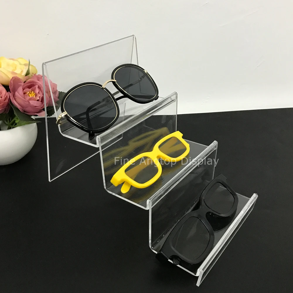 Desktop Jewelry Organizer Stand 3 Pair Acrylic Sunglasses Eyeglass Glasses Optical Frame Rack Display Holder Rack