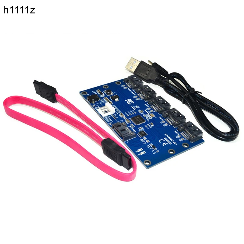 

1 to 5 Port SATA Expansion Card SATA3.0 Controller Card Motherboard SATA Port Multiplier Riser Card HUB Adapter for HDD Computer