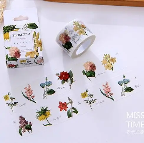 

Beautiful 3cm*10m Color Plant Washi Tape /Box packing/ Adhesive Tape DIY Scrapbooking Sticker Label Masking Tape