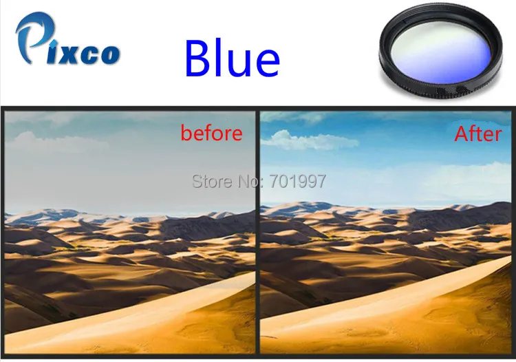 Pixco 55mm grau azul ou amarelo, ou cinza ou vermelho filtro de lente, acessórios de câmera para canon nikon lentes de câmera