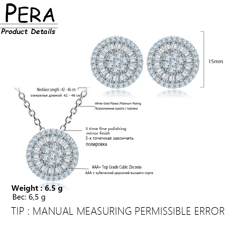 Pera-女性のためのイブニングジュエリーセット,2ピース,大きな丸いハートと矢印,ジルコン,クリスタルネックレス,イヤリング,j176