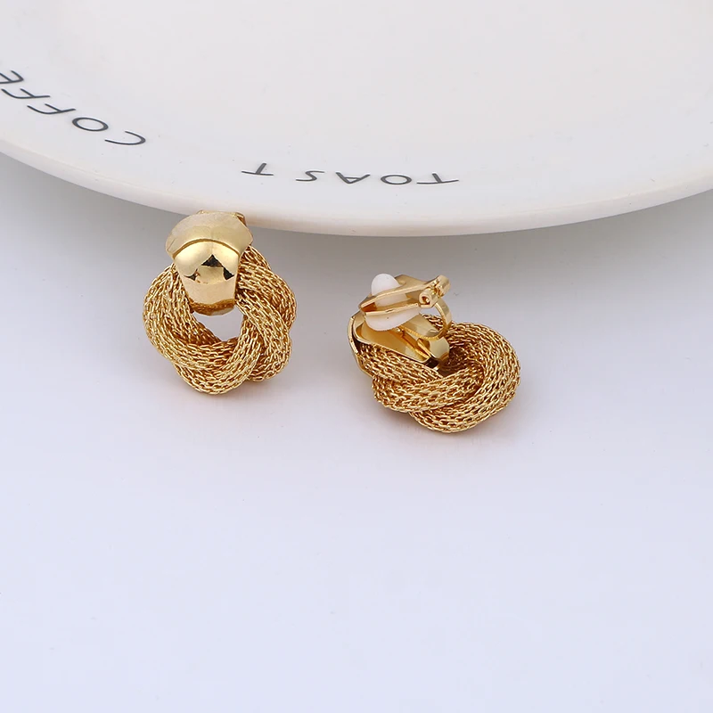 New Arrival Creative Mesh Chain Handmade Clip On Earrings No Pierced for Women Gold Color  Ear Clips Bijoux Brincos Jewelry