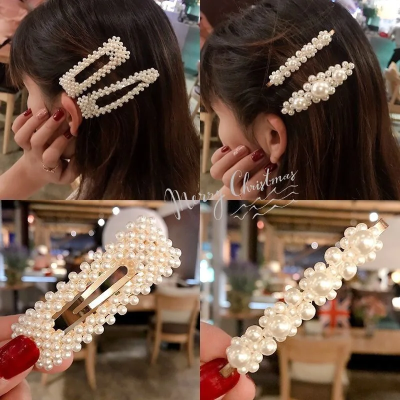 Neue Mode Korea Imitation Perle Barrettes Haar Clip für Frauen Damen Kristall Grips Haar Pins Haar Zubehör Schmuck