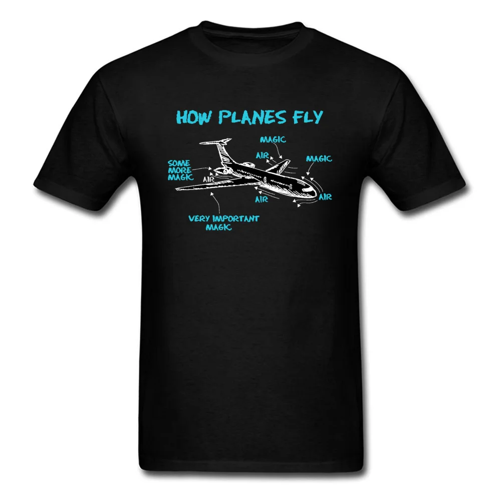 Print Engineer Mechanical How Plane Fly Mens T Shirts Aircraft Airplane Schematic Diagram Pattern Tshirt Father\'s Day Cotton