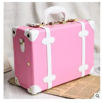 Women cosmetic suitcase Women makeup Wooden suitcase vintage Leather Makeup Train Case Cosmetic Organizer Case Travel hand Case