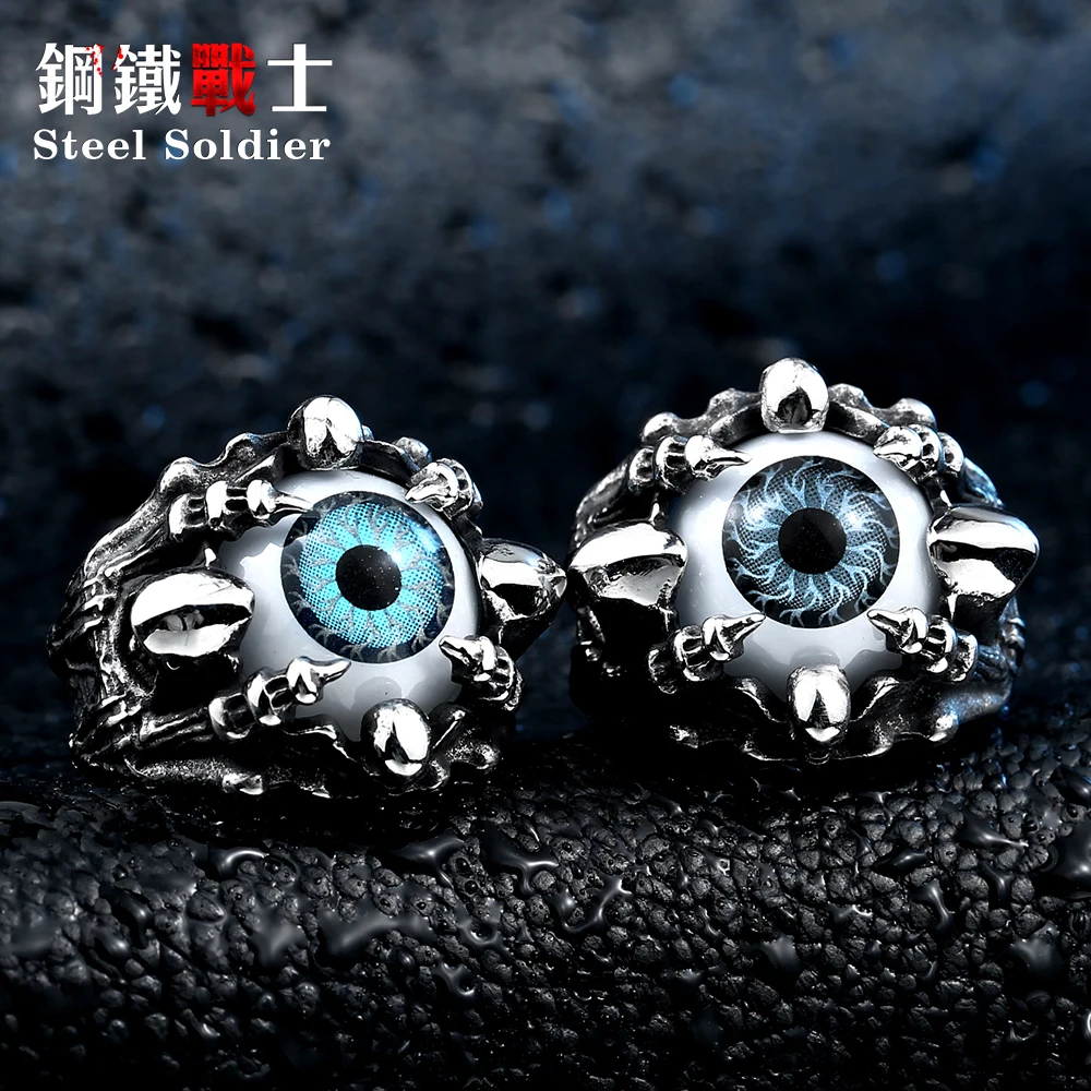 Steel Soldier New Design High Quality Claw Demon Eye Ring Men\'s Punk Party fashion Jewelry Best Gift