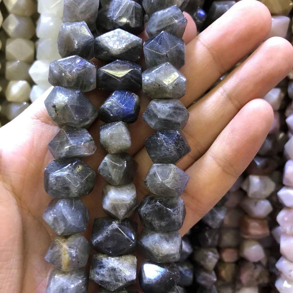 Wholesale 2strings Natural Faceted Labradorite Gem Stone Nugget Beads,Genuine Gem Jewelry Making Beads,15.5