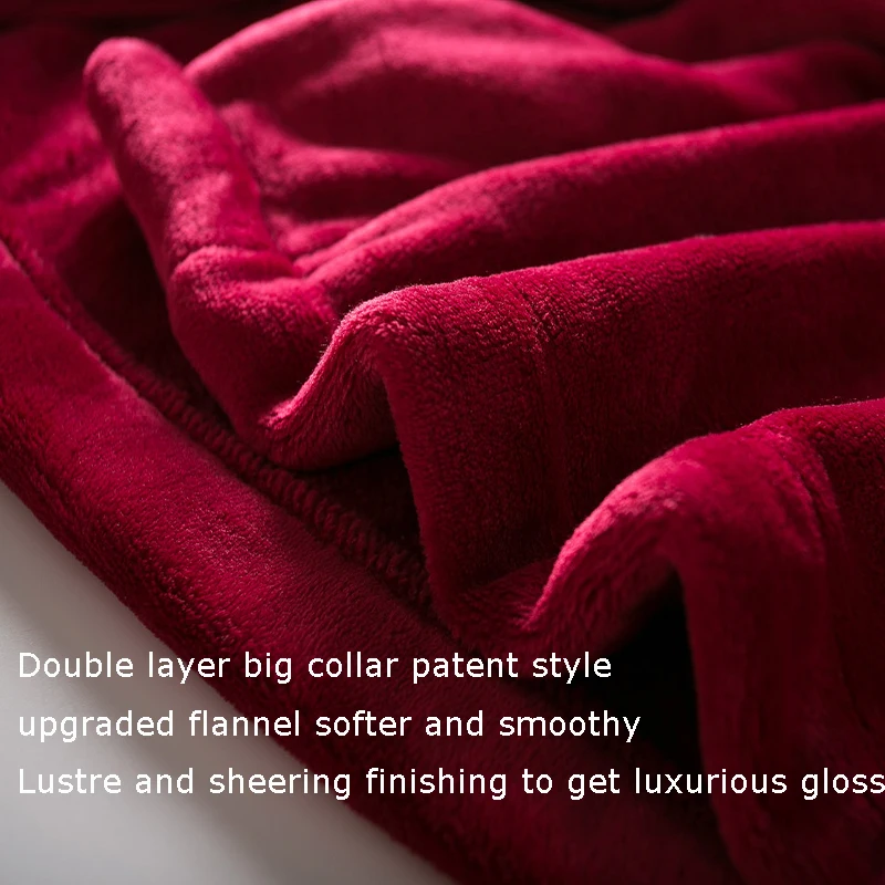 Women and Men Ultra Long Thick Coral Fleece Flannel Full Length Plus Size Bathrobe Robes Sleepwear Loungewear Nightgown