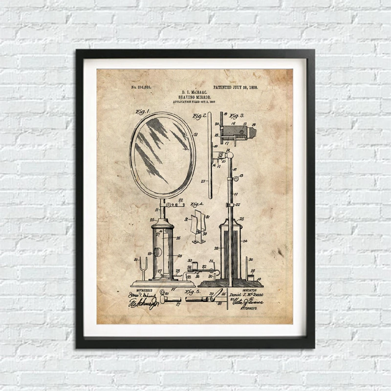 Bathroom Patents Blueprints Vintage Posters Wall Art Prints Bathroom Decor , Barber's Gifts Painting Pictures for Barber Shop