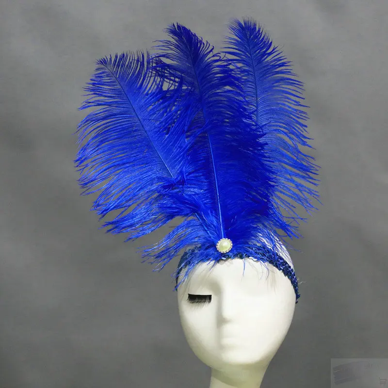 Halloween costumes cosplay stage fashion show carnival costume Latin American headdress Indian ostrich cosplay feather headpiece