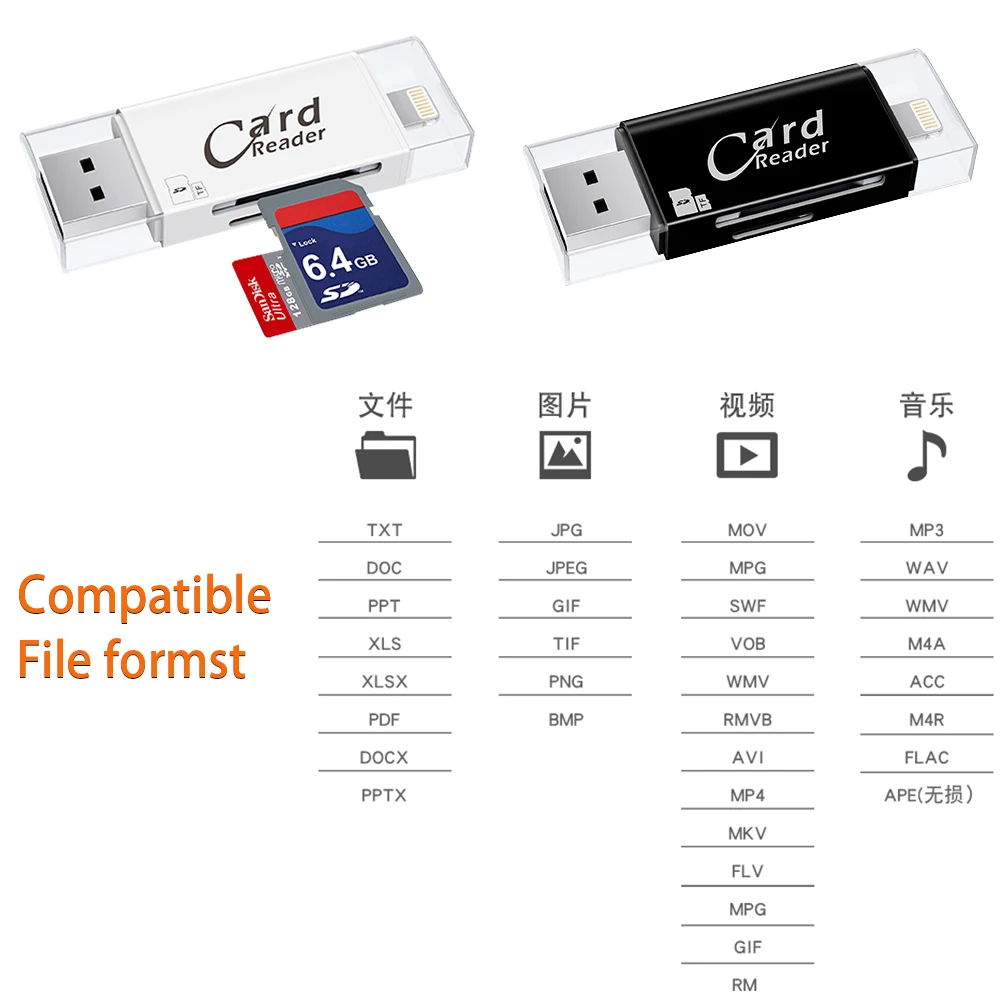 USB 3.0 Lightning Card Reader OTG Flash Drive microSD TF Card Memory Card Reader Adapter For iPhone 5 5s 6 7 8 X S6 S7 Edge