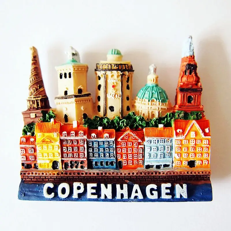 

Handmade Painted Copenhagen, Denmark 3D Fridge Magnets Tourism Souvenirs Refrigerator Magnetic Stickers Home Decoration