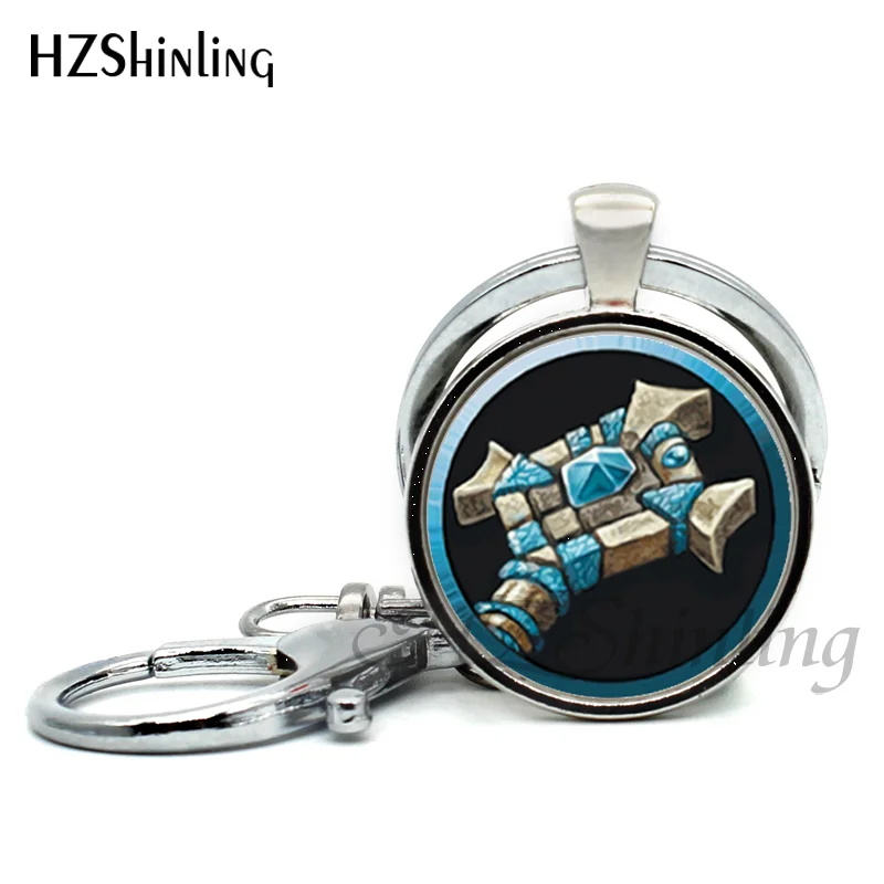 2017 New Fashion Wow Pendant World of Warcraft Key Chain Glass Dome Warcraft Keyring Gifts for Friend Game Player