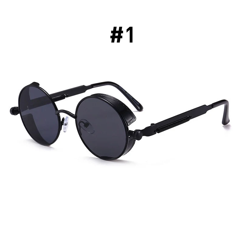 VIVIBEE Vintage Steampunk Rote Sonnenbrille für Herren, Runde Punk-Legierung Metall Retro Sonnenbrille für Damen, 2026 Goggles im Gothic-Stil
