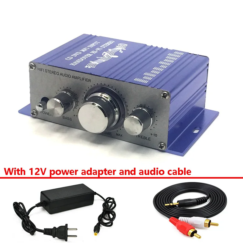 

HY2001 Mini Power Amplifier HIFI Stereo Amplificador Dac Audio AMP For Home Car With 12V3A Power And Audio Cable