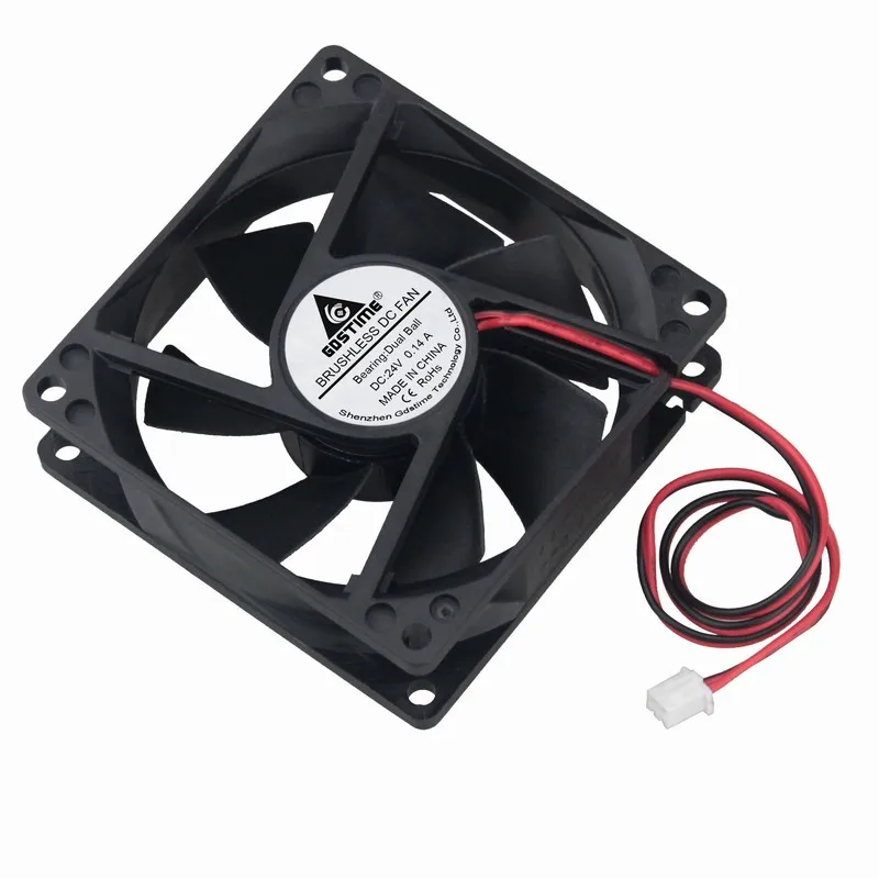 

Gdstime 1 Piece 2Pin DC 24V 80x80x25mm 8025 Dual Ball Motor Cooling Fan 80mm x 25mm PC Case CPU Brushless Cooler 8cm