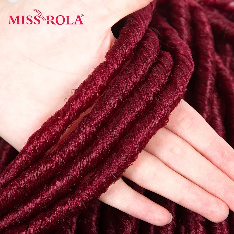 

Miss Rola Pure Color 99J# Soft Dread Lock Hair 15roots/pack 75g Kanekalon Low Temperature Synthetic Curly Crochet Braids Hair