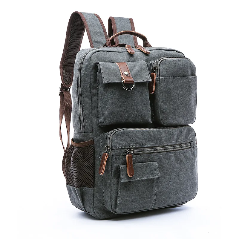 AUGUR Men Canvas Backpack Shoulder Bag Korean Middle School Students Leisure Bag Computer Bag Mochila Laptop Rucksack