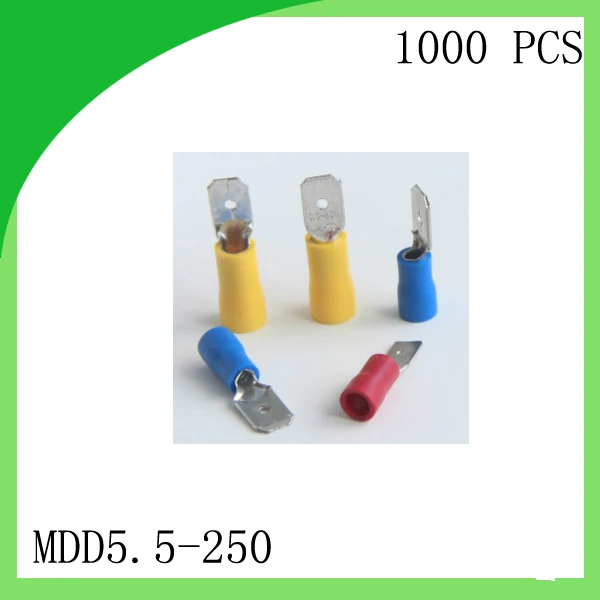 Hot sale Brass 1000 PCS MDD5.5-250  cold-pressure terminal  male pre-insulated Electrical Crimp Terminal Connector